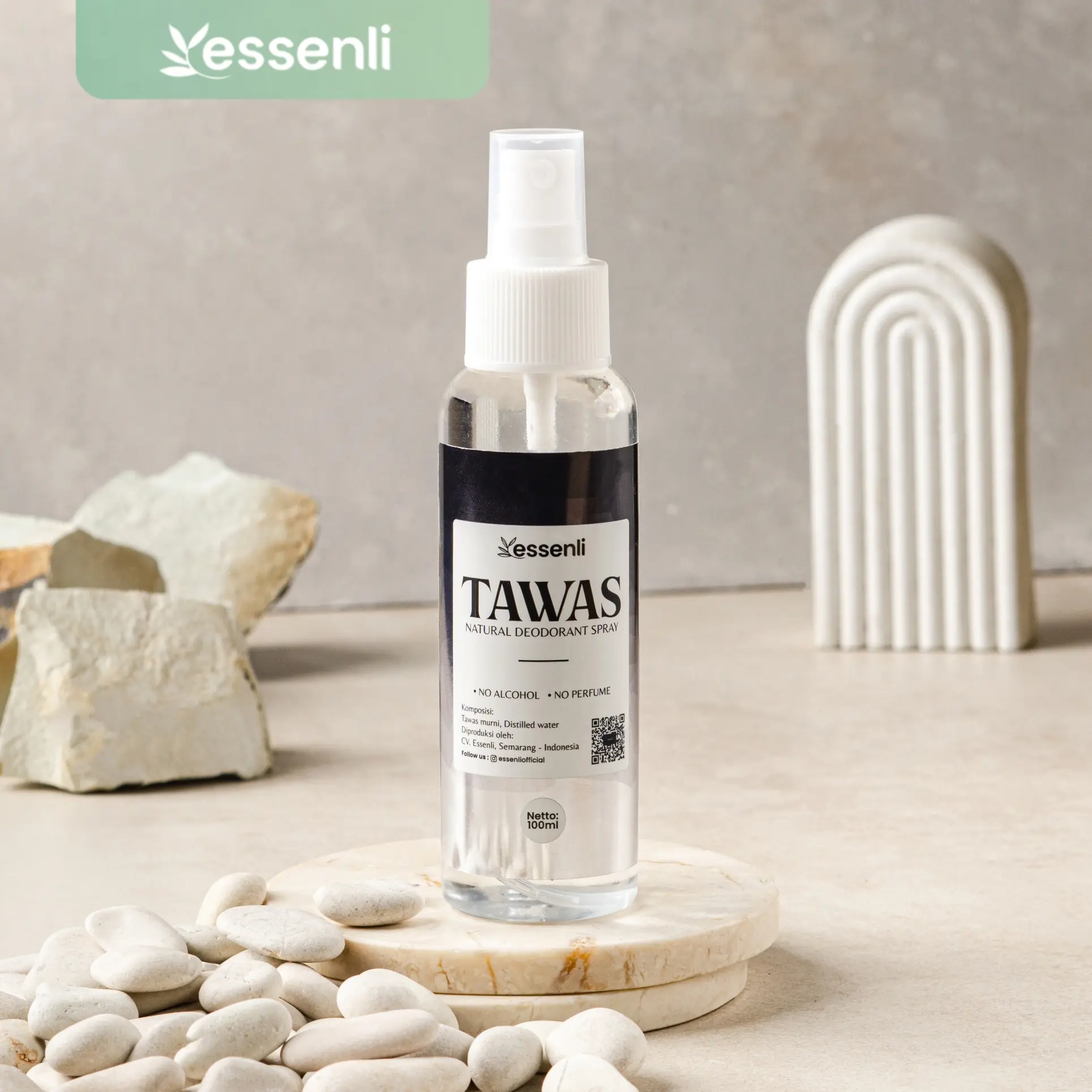 [Bisa COD] ESSENLI Tawas Natural Deodorant Spray Anti Bau Ketiak & Bau Badan | Non Alkohol Non Parfum