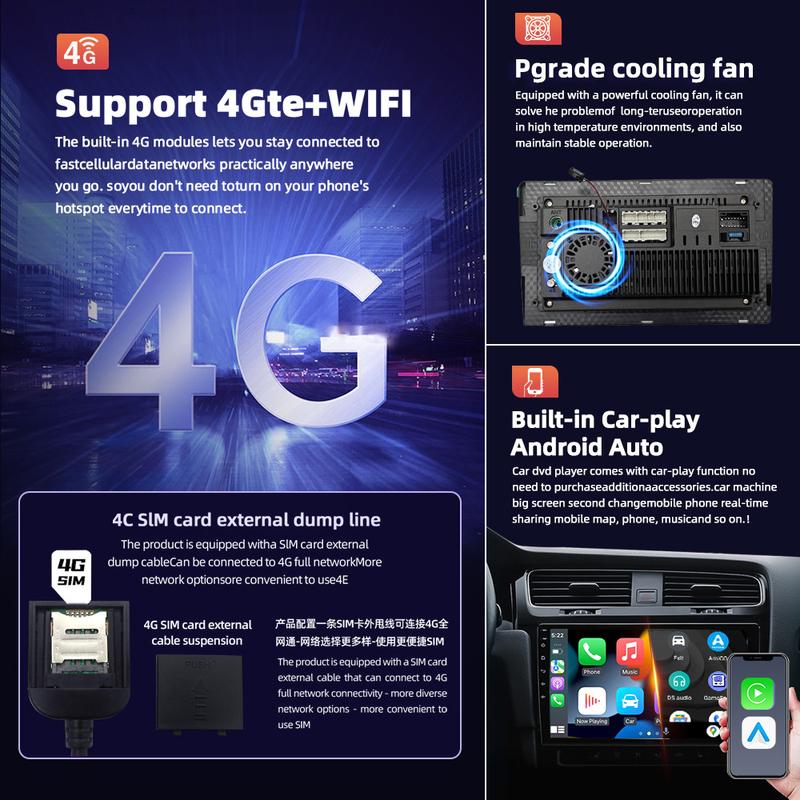 8Cores 8GB+128GB Head Unit Support Plug SIM Card IPS Car Screen Android 13 Mobile Navigasi , Built-in Fan Car Radio / FM radio player, GPS, Wifi, Bluetooth Untuk TOYOTA Daihatsu Mitsubishi android mobil Navigation 2