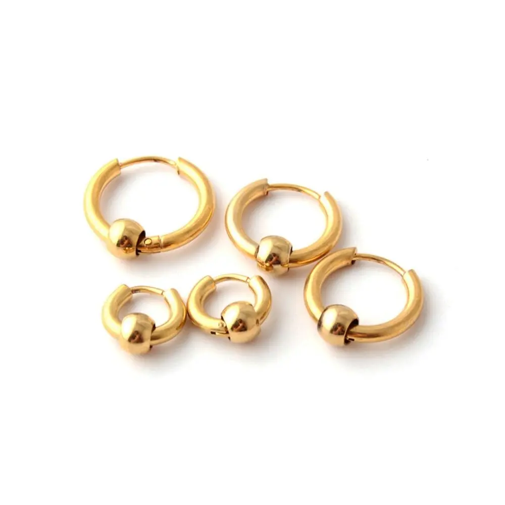 Anting-anting keluli tahan karat lelaki, barang kemas parti, bulatan Punk hitam, pesona Hip Hop Korea yang ringkas, anting-anting gelung
