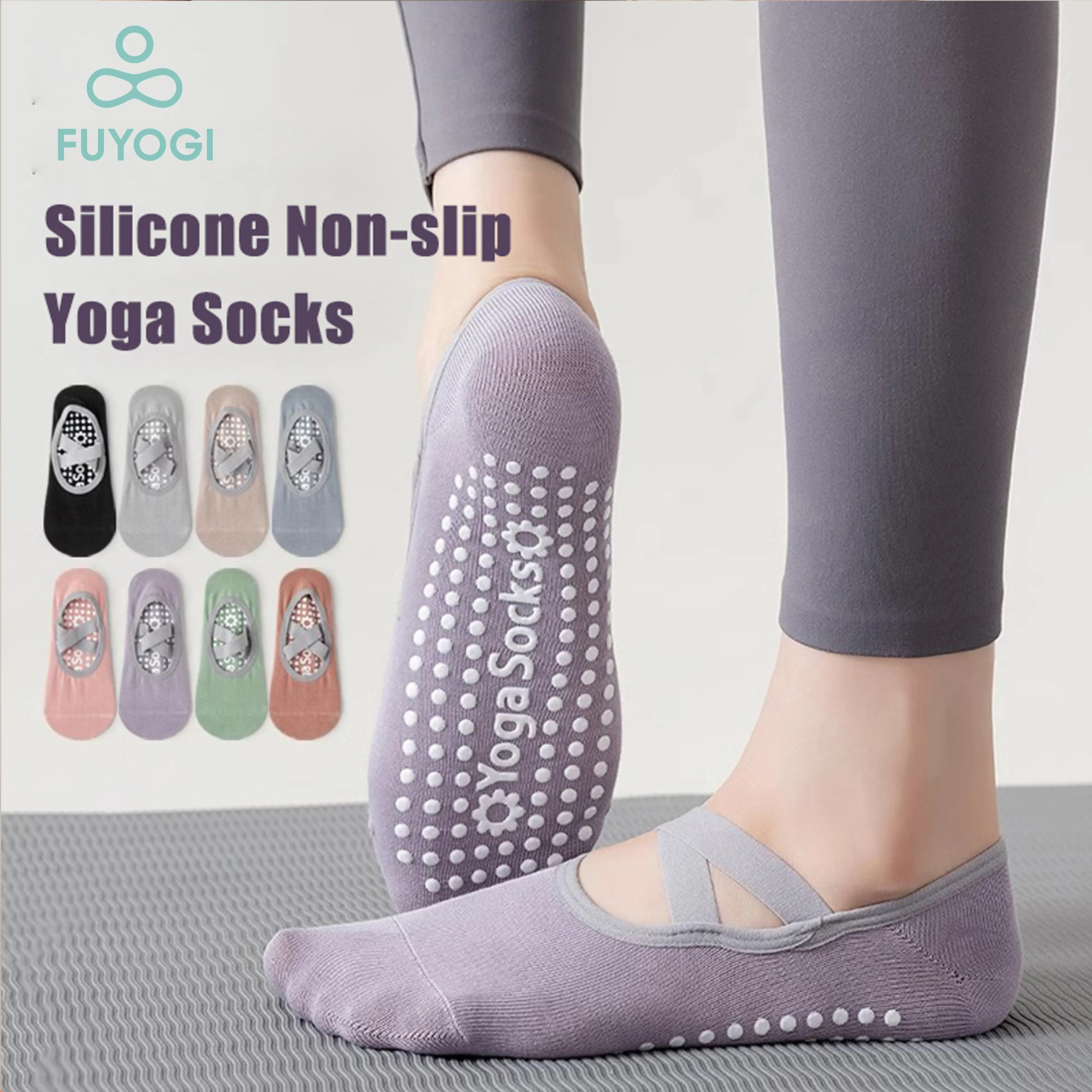 FUYOGI Yoga Socks Anti-slip Cotton Sports Gym Fitness 3D Silicone Pilates Ballet Dance