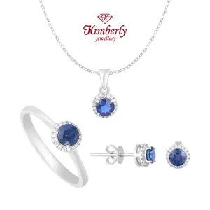 1 Set Perhiasan Batu Blue Sapphire KER841863 - Kimberly Jewellery