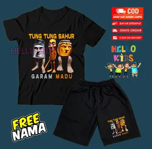 BISA COD SETELAN BAJU DAN CELANA PENDEK TUNG TUNG SAHUR GARAM DAN MADU TSHIRT ANAK BAJU ANAK LAKI LAKI DAN PEREMPUAN