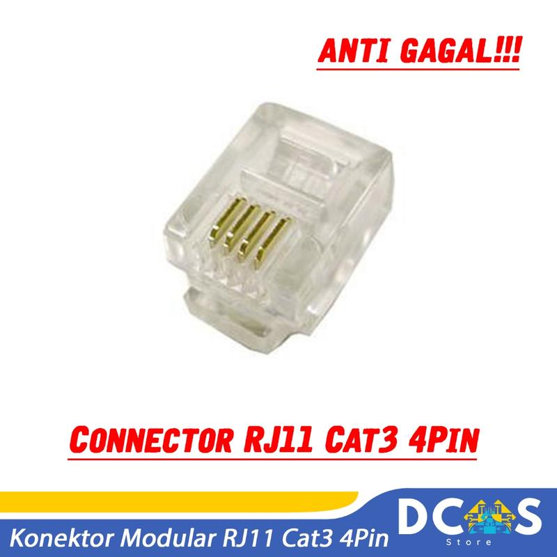 Konektor Modular RJ11 Cat3 4pin Kepala Kabel Telpon / Connector - Shop ...