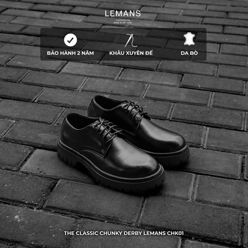  Giày nam da bò cao cấp The Classic Chunky Derby LeMans CHK01 chính hãng bảo hành 24 tháng giày đế chunky cao 5cm Cao Su Vải Canvas Shoes 