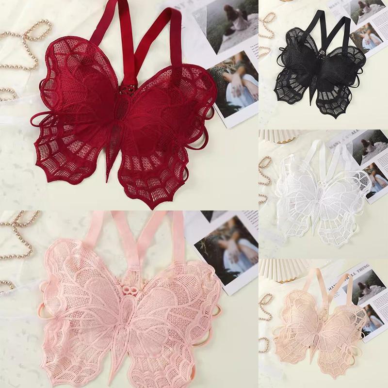 Áo Yếm Ren Hình Bướm, Dành Cho Nữ, Phong Cách Hàn Quốc, Thiết Kế Đơn Giản, Hở Lưng, Áo Vest Cropped Xén Mùa Hè, Có Đệm Ngực