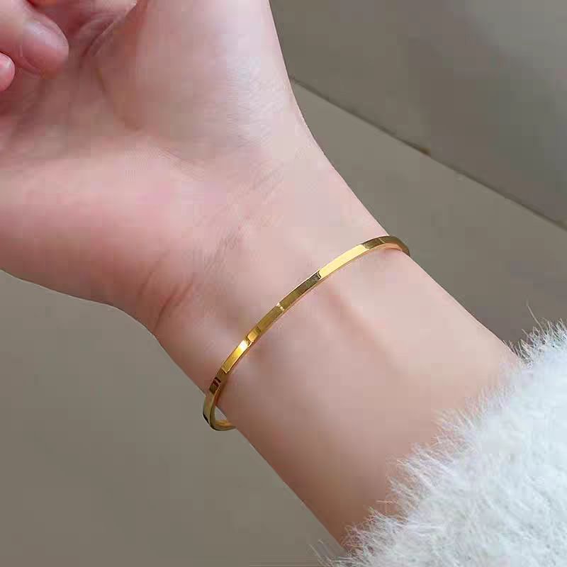 Gelang Bangle Trending Motif Polosan Wanita Mewah Elegant Anti Karat Dan Luntur Perhiasan Bracelets