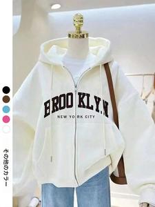 メンズカジュアル ルーズフィット フード付きスウェットシャツジャケット 秋冬用 厚手フリース裏地 ジッパーポケット付き デイリーウェア