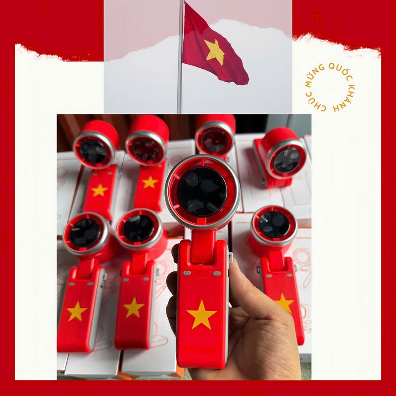 Quạt Cầm Tay Tích Điện Mini N607 5 Bánh Turbo Pin 3600mAh 5 Cấp Độ Gió Xoay 180 Độ Gấp Gọn Tặng Dây Đeo Cổ Tiện Lợi