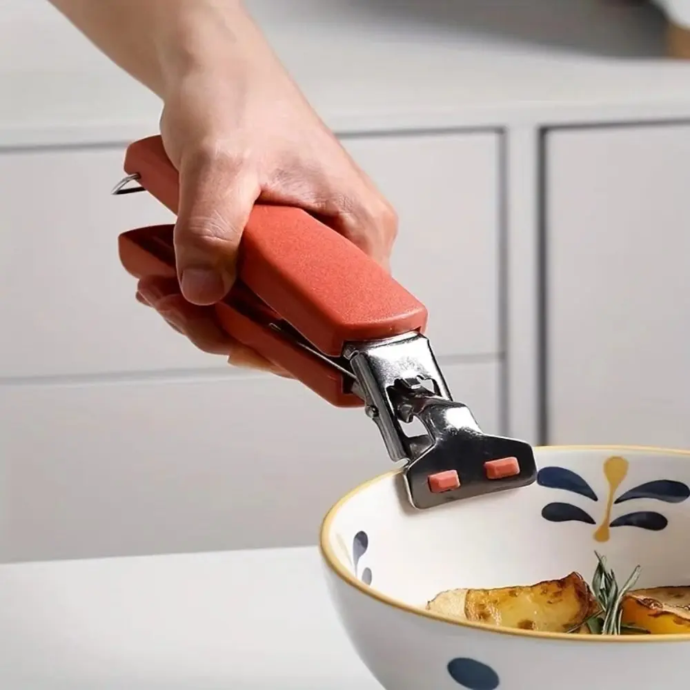 Ergonomic Plate Gripper Kitchen Gadgets Stainless Steel Heat-Resistant Bowl Clip Anti-Scald Non-Slip Pot Gripper for Hot Dishes
