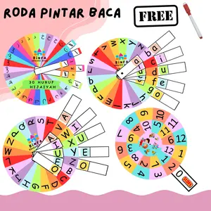 Binfa - Roda putar baca pintar free spidol belajar membaca TK / PAUD laminating anti air