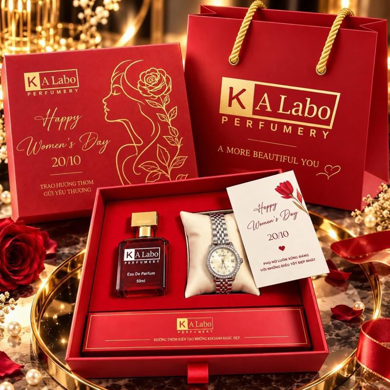 COMBO QUÀ TẶNG 20/10 KALABO – Nước Hoa 540 GIRL 50ml + Đồng Hồ Nữ CILINA Sang Trọng daily