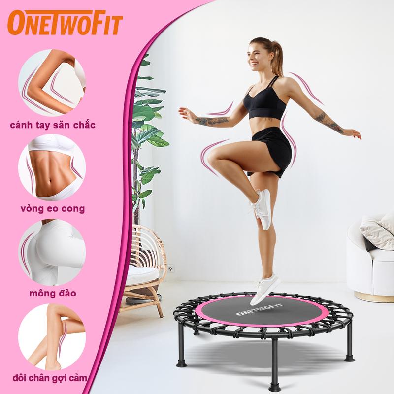 Bập Bênh Onetwofit 45 inch Giường Nhảy Có Thể Gập Lại Để Tập Thể Dục Lò Xo Mạnh Mẽ Trọng Lượng Yên Tĩnh 150kg