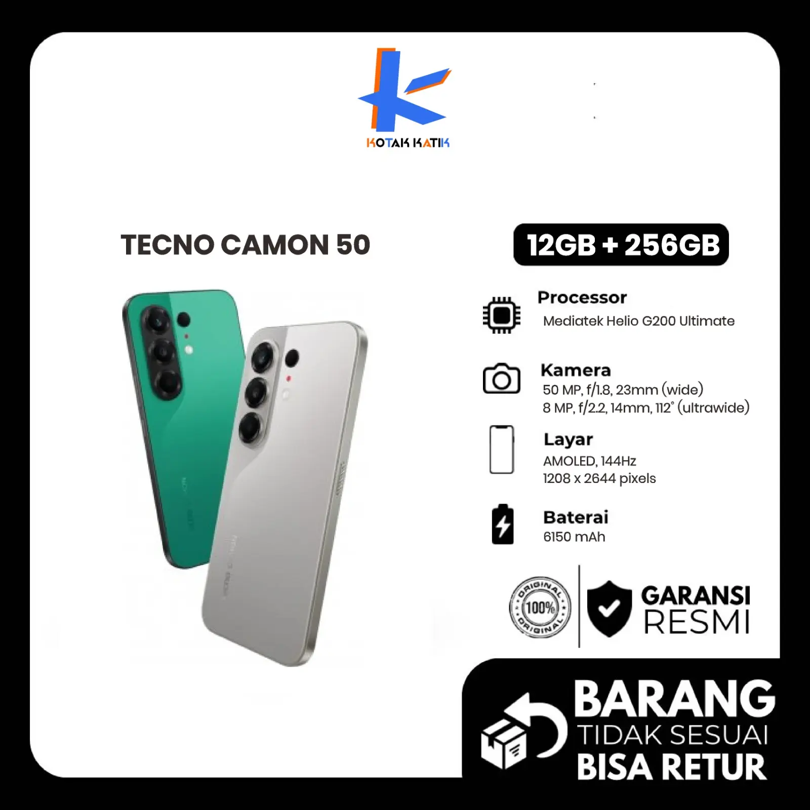 Tecno Camon 50 8/128 Gb 8/256 Gb & 12/256 Gb Original Garansi Resmi Indonesia