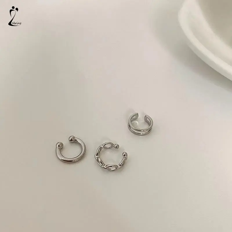 【lingerly】Anting Kombinasi Set Klip Telinga Tanpa Lubang Telinga Wanita Niche High-end Bahasa Perancis Retro Telinga Tulang Klip Z 2