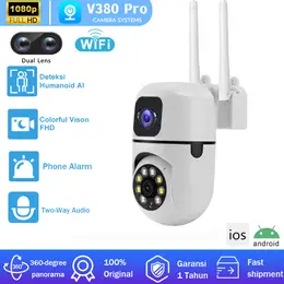 CCTV PRO Dual Lens Outdoor Kamera PTZ 1080P Nirkabel Putar 360 Tahan Hujan