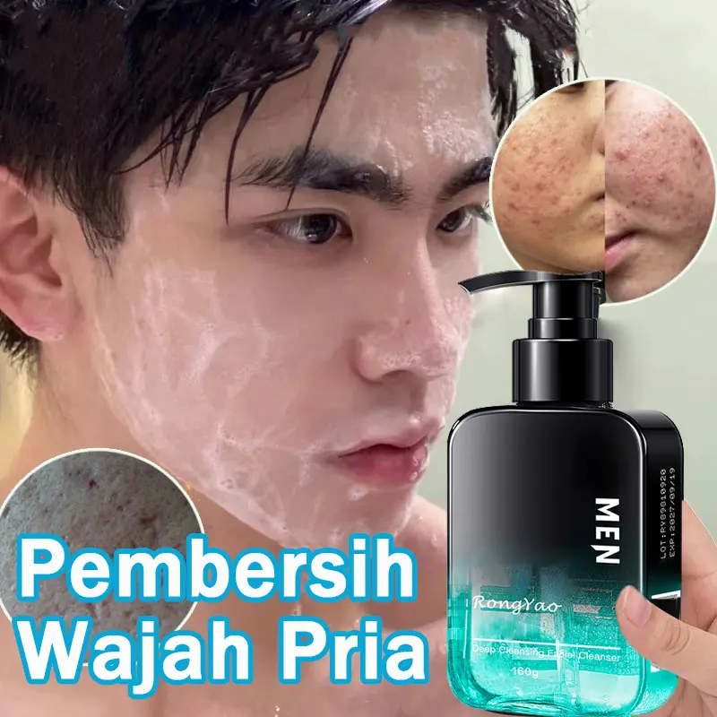 Pembersih Wajah Pria 160ML Pemutih Wajah Anti Acne Face Wash Komedo Kontrol Minyak Melembabkan Ringan Dan Tidak Mengiritasi Pori-pori Bersih Dalam Perawatan Berjerawat 1