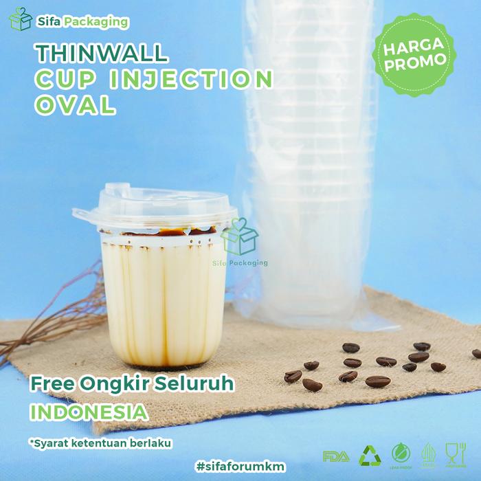 Gelas Inject Promo Thinwall Cup Injection Transparan + Tutup Gelas Plastik Bening ...