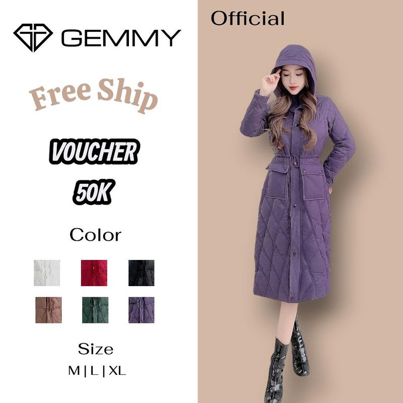 G9270 Áo Khoác Phao Nữ Dáng Dài Qua Gối Siêu Nhẹ Dày Ấm Khóa Kéo 2 Chiều