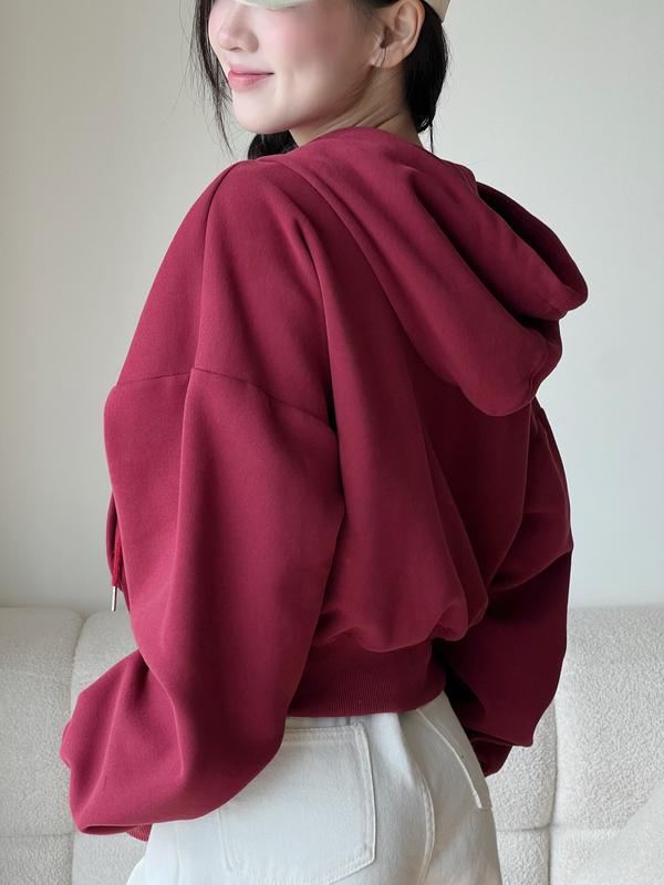 Áo Khoác Nỉ Croptop Mũ Siêu To, Áo Hoodie Zip Dày Dặn Form Rộng Hàn Quốc, Áo Dáng Ngắn Siêu Xinh Chất Nỉ Hàn Miho House | BigBuy360 - bigbuy360.vn