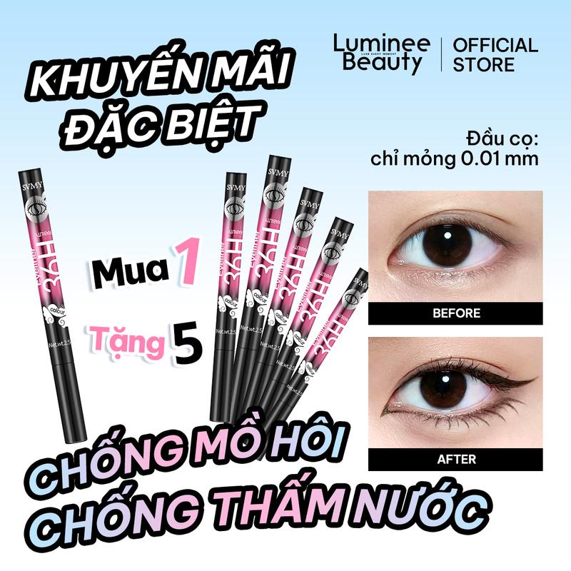   Mua 1 tặng 5  Bút kẻ mắt chống nước lâu trôi màu đen và nâu kẻ đường cực mảnh khô trong 8 giây chống lem trong 24 giờ mỹ phẩm dành cho nữ. 