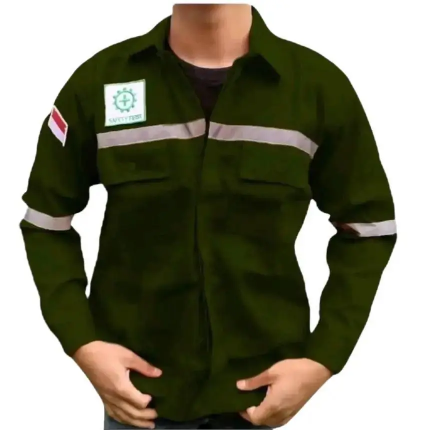 Seragam Baju Kerja Safety Polos Panjang Hijau Army