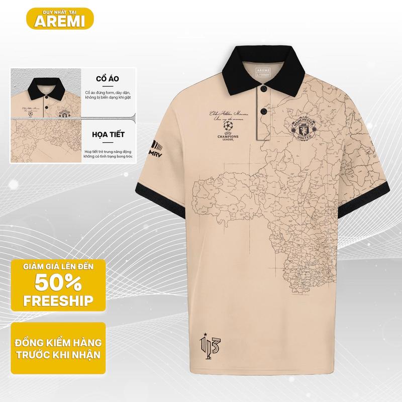  Áo polo nam tay ngắn cổ trụ AREMI chất liệu cotton cá sấu co giản 4c hình in tinh tế thể thao APL0026 