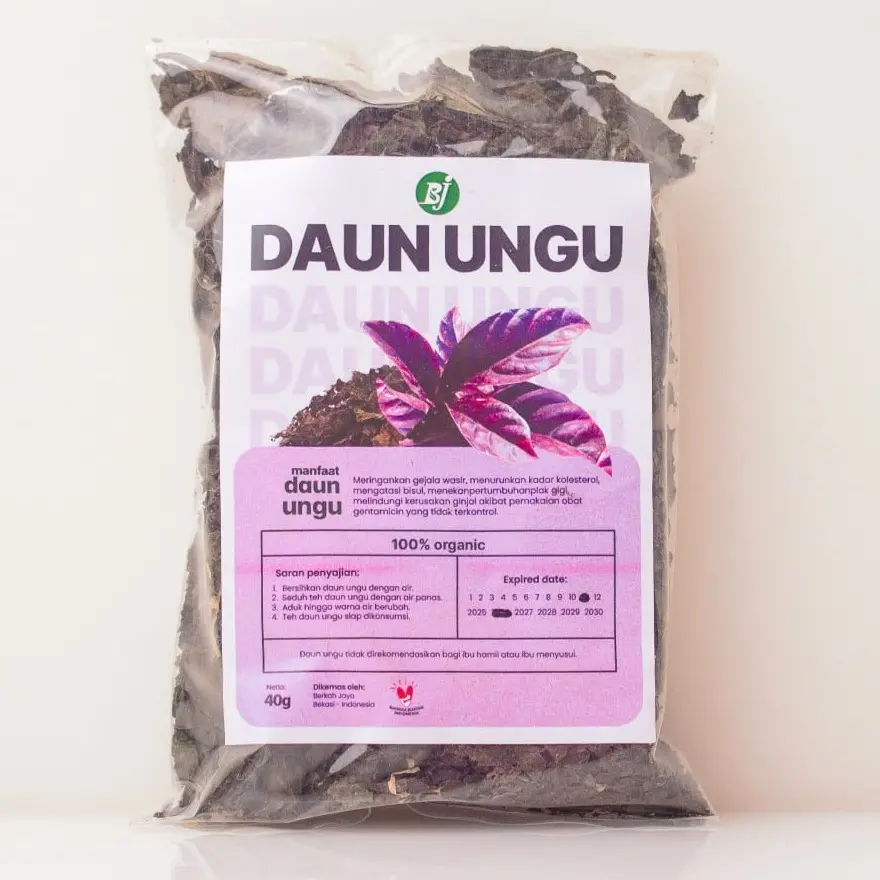 Teh Daun Ungu Kering - Teh Daun Ungu Curah 40 Gram BJ - Meringankan Wasir