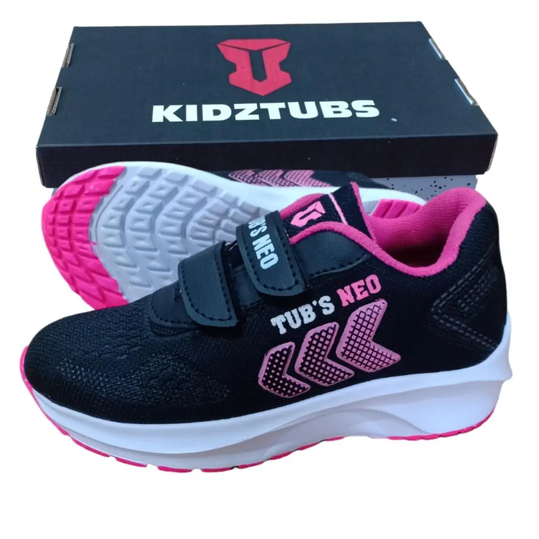 KIDZTUBS Sepatu Sekolah Anak Perempuan Warna Hitam Putih Umur 6-10 Tahun PAUD TK SD SMP-SEPATU1844051324 Fashion