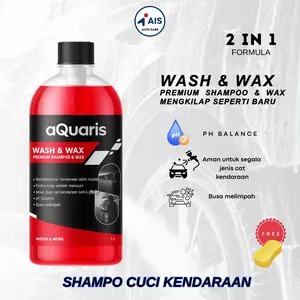 aQuaris Shampo & Wax Sabun Cuci Motor Mobil Busa Melimpah 1Liter PH Balance Aman Cat Glossy Doff Bonus Spons Gratis Kualitas Terbaik