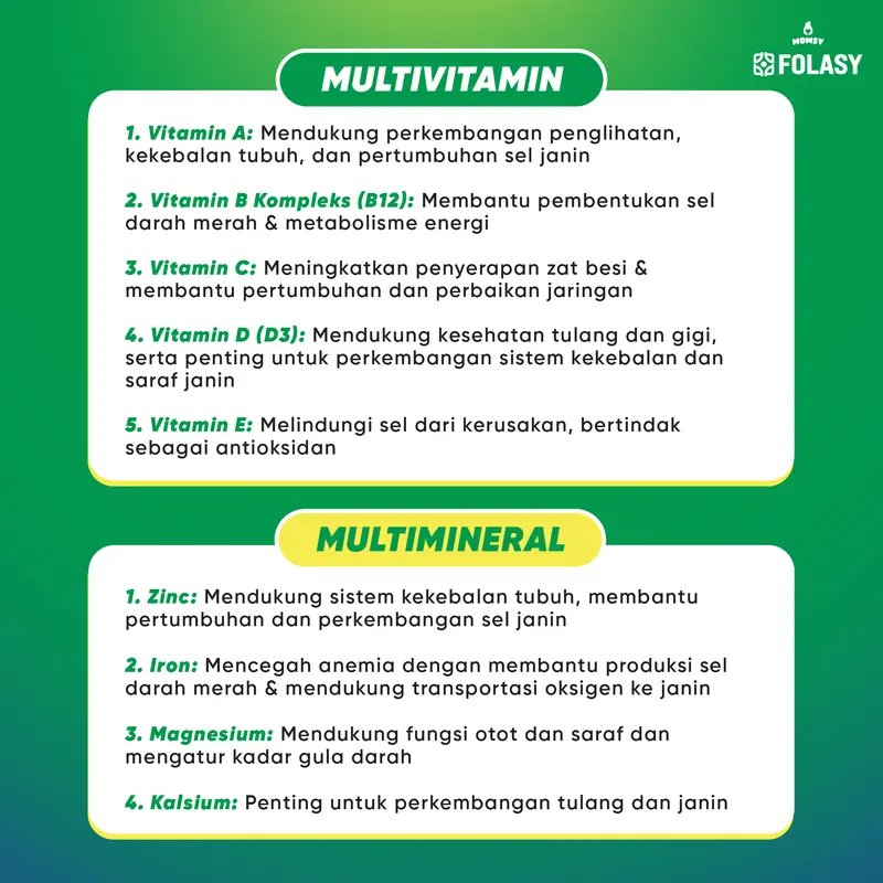 FOLASY [FOLAT AKTIF] [FREE ONGKIR}Lengkap Dengan 20 Nutrisi Esensial Bumil Kalsium, Magnesium, DHA, Omega 3, Vitamin A-K 7