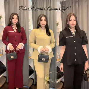 HR Elia Premium Korean Style | Set Atasan dan Celana untuk Dewasa dan Remaja | Desain Peplum | Formal, casual