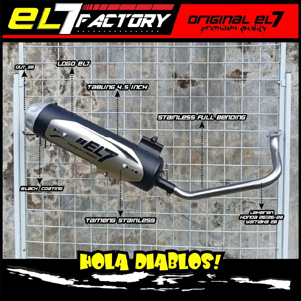 Knalpot Original EL7 Factory Exhaust copy TZM Full Set Muffler + Tameng Stainless All Motor Matic-TABUNG PANJANG