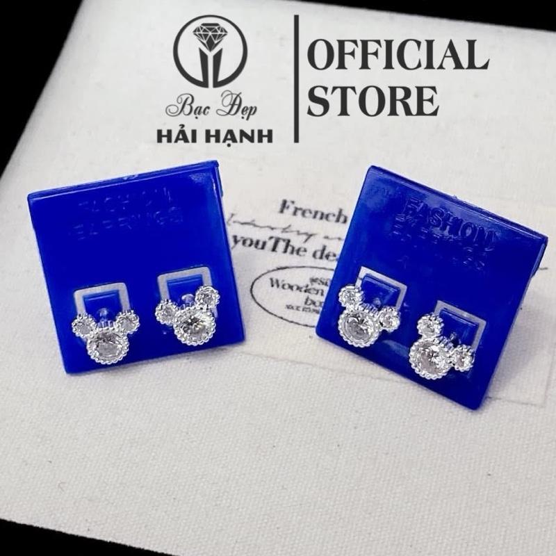 Bông tai hình gấu đá nhỏ xinh bạc ta cho nữ HHJ_Bạc đẹp Hải hạnh ảnh thật shop chụp