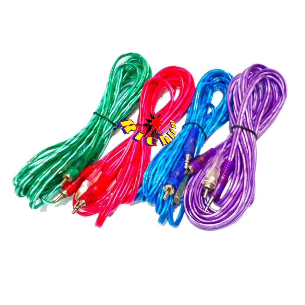 Kabel Audio Jack AUX RCA 2 In 1 Kabel RCA To AUX 3.5mm Kabel 5 Meter Speaker Accessories