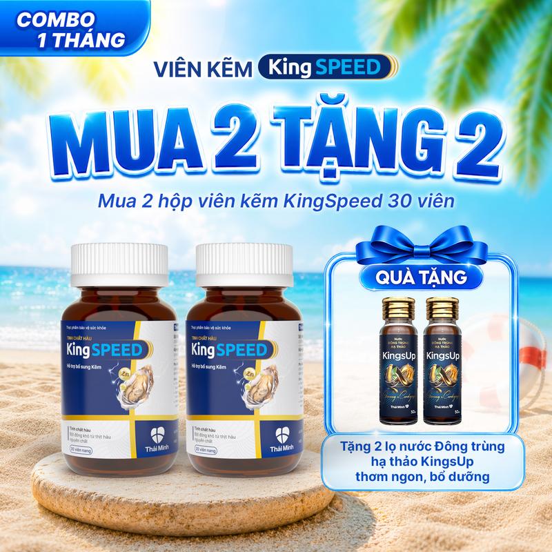 [MUA 2 TẶNG 2] Viên uống bổ sung Kẽm KingSPEED - TẶNG NGAY 2 Lọ nước Đông trùng hạ thảo - Nguyên liệu nhập khẩu Đức - Hỗ trợ tăng cường sức khỏe - Lọ 30 viên