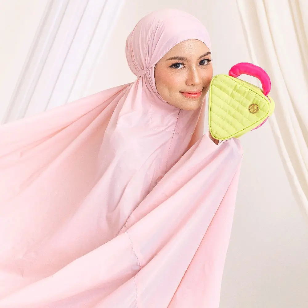 Mukena travel Alula series warna pink, hijrah by shofa marwah, mukena dewasa