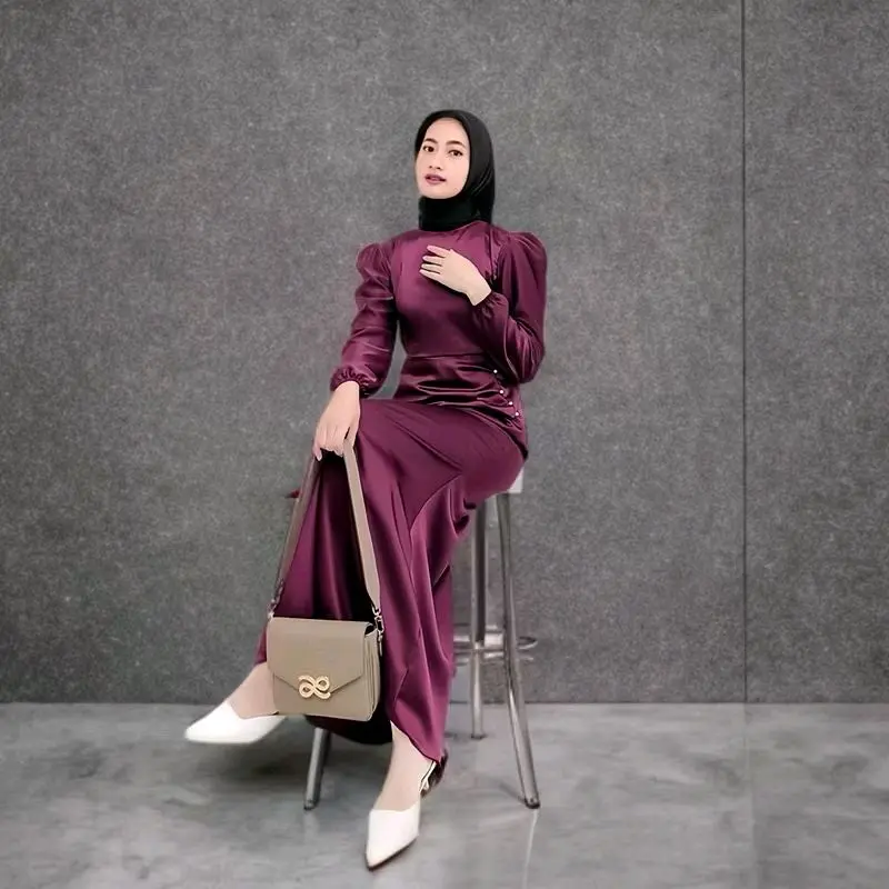 Elora Dress Satin Silk Premium Gaun Pesta Bridesmaids Kondangan Lamaran Lebaran Modern Terbaru Muslim Panjang