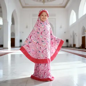Mukena anak murah, lucu motif kudaponi cute pink perangkat alat sholat musim katun Muslim