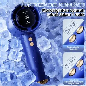 Mini kipas Strong Wind 100 Gear Wind Speed kipas angin LED Display Adjustable Turbo kipas tangan untuk olahraga luar ruangan dan pendinginan cepat