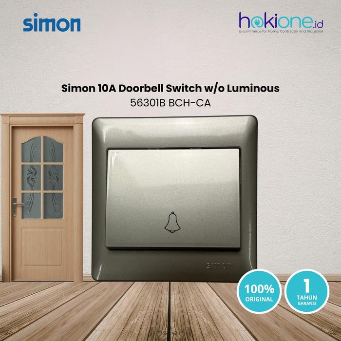 Gambar Simon Saklar Bell 10A 1 Gang 1 Way DOORBELL - 56301BCH-CH dari hokione.id Kota Administrasi Jakarta Barat Tokopedia