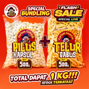 Captain Cemilan Paket Bundling 500gram Telor Gabus Keju & 500gram Pilus Original Total dapat 1KG Food Snack Camilan