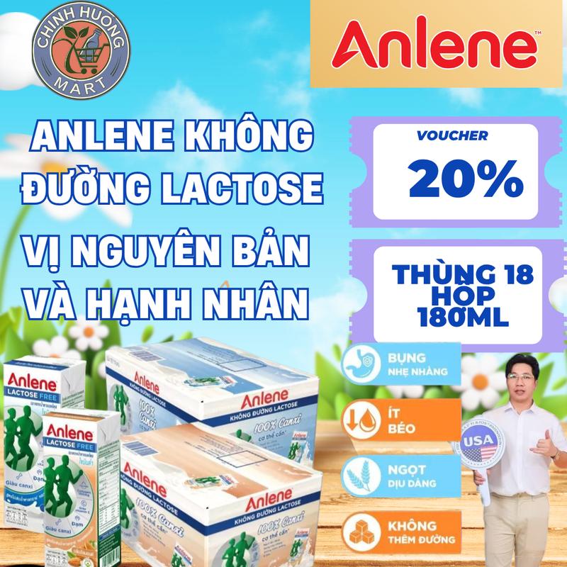 Thùng Có 18 Hộp 180ml-Sữa Tiệt Trùng Anlene Không Đường Lactose Vị Nguyên Bản…