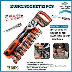 【COD】 KUNCI SOCKET STAINLESS 12 IN 1 / SOCKET WRENCH 1/2 INCH  JL-1014
