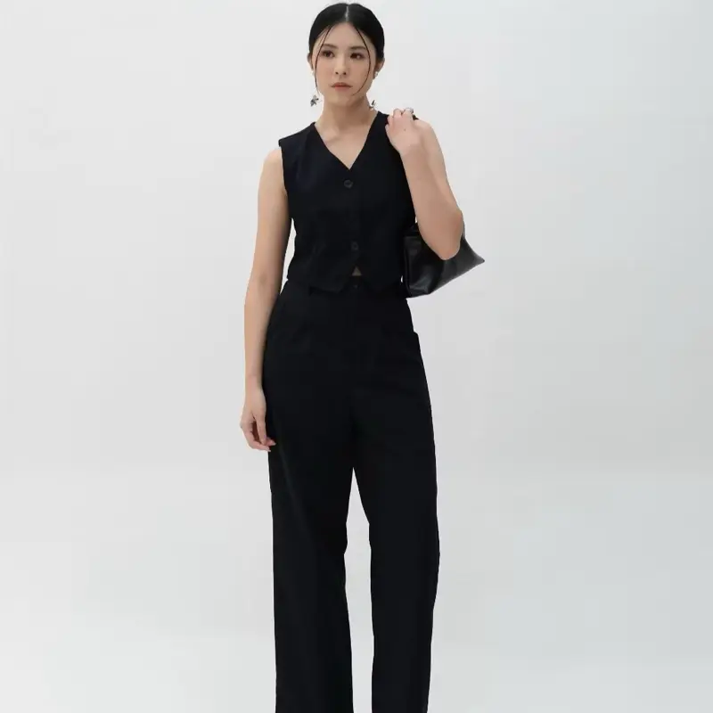 ￼(RMSTORE12) - Vest Atasan Wanita Crop - Rompi Sleeveless Top - V-neck Halter