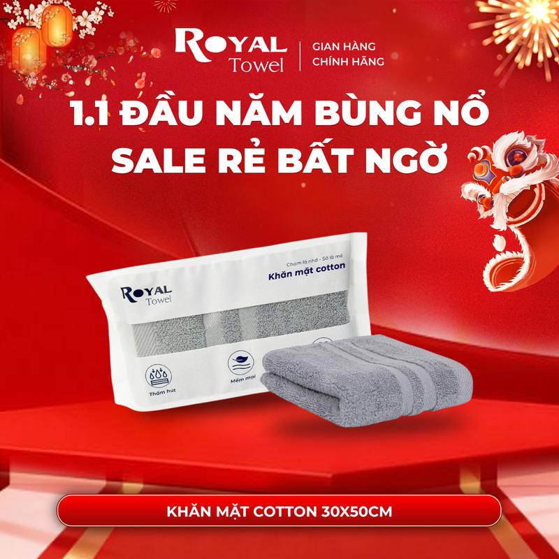  Khăn mặt cotton Royal 30x50cm với sợi bông dày thấm hút tốt không ra màu không đổ lông Nhà Tắm 
