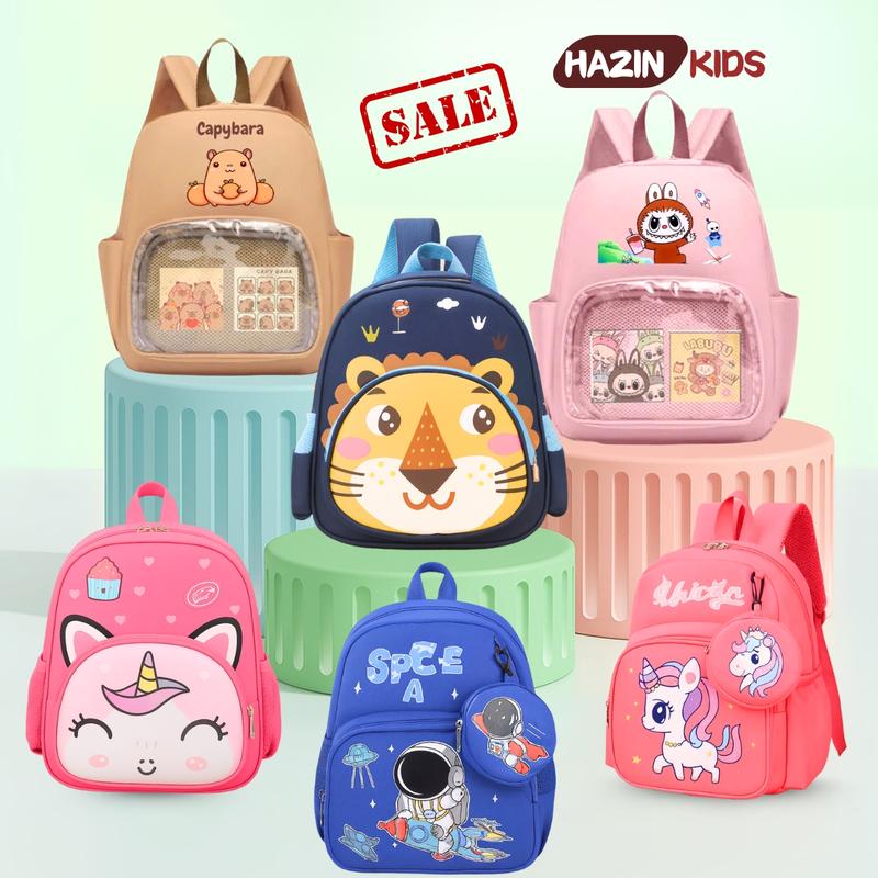 [XẢ KHO] Balo cho bé lớp mầm non 1-5 tuổi siêu nhẹ, chống thấm nước in nhân vật hoạt hình Labubu, Capybara dễ thương HAB244