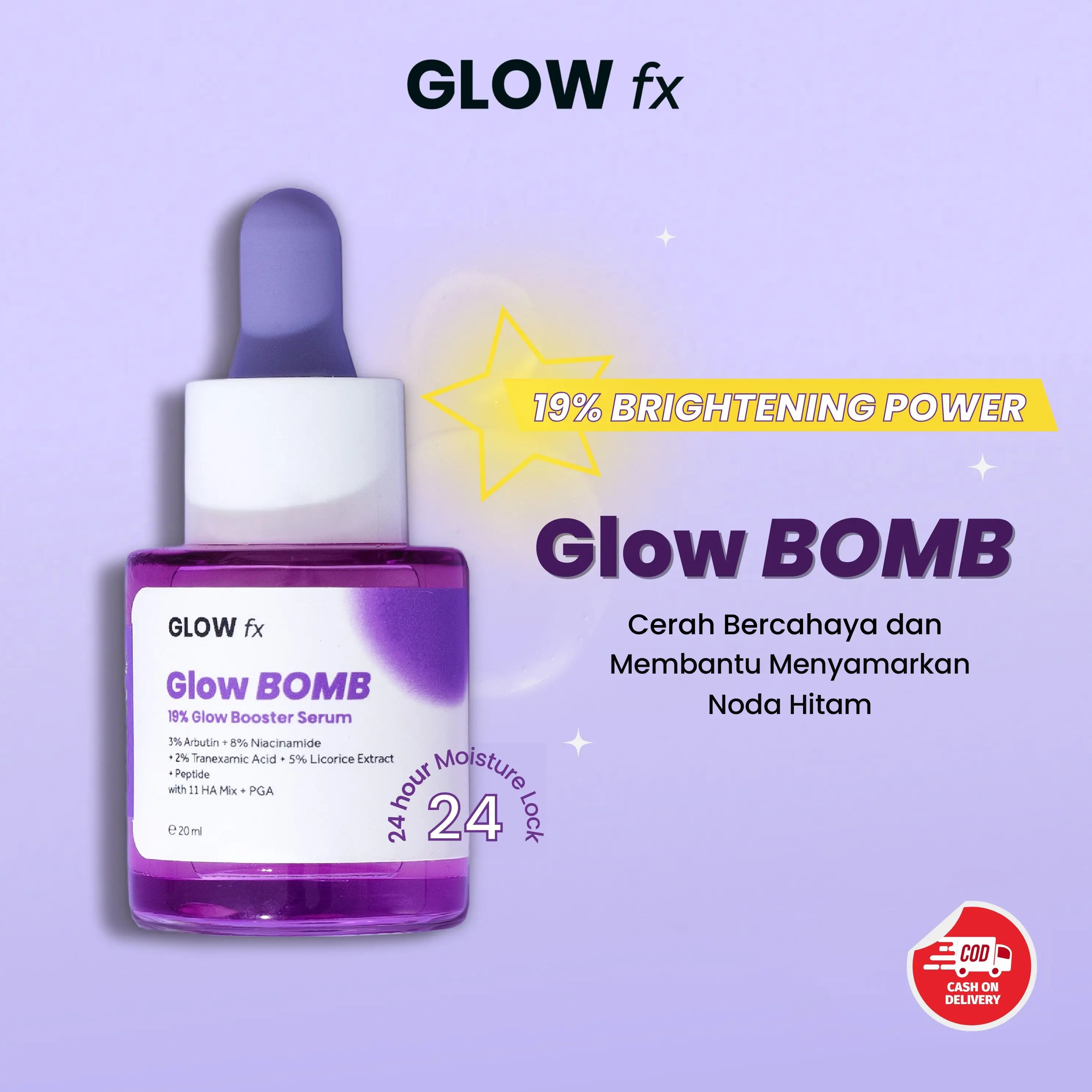 GLOW FX Glow Bomb Serum - Serum Glowing & Bekas Jerawat 19% Brightening Power pencerah