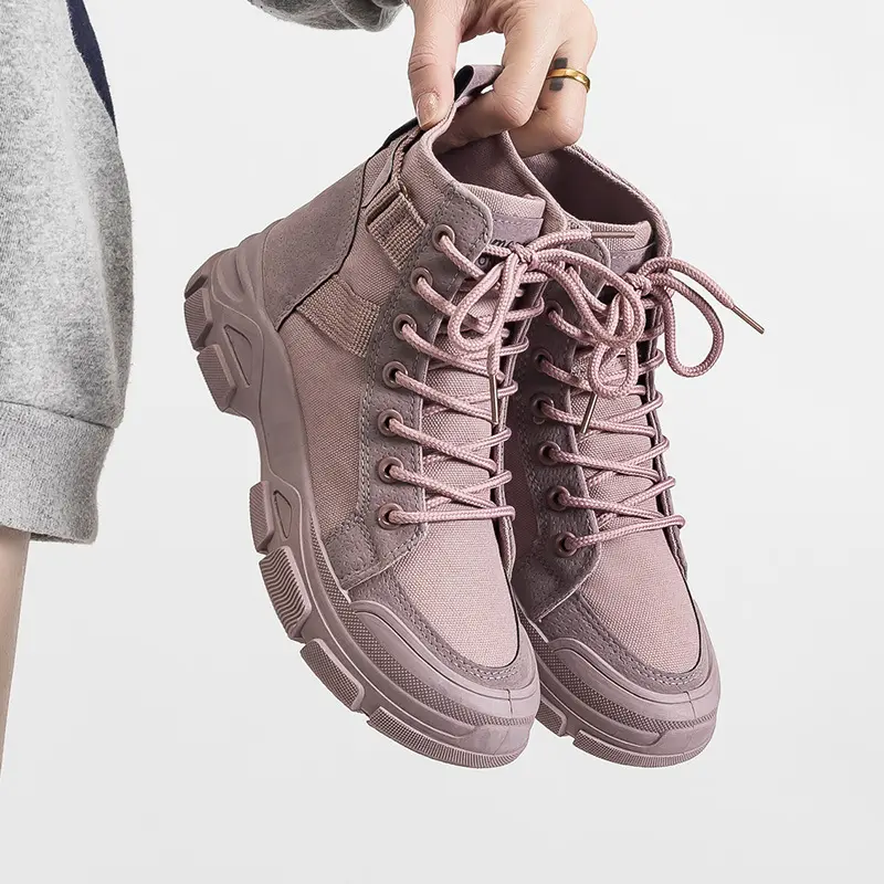 PINKEY P018 Sepatu Wanita Sneakers Boots Shoes Canvas Karet Tinggi Sol 4.5 Cm Insole Sponge Berlubang Comfy Elegant 4