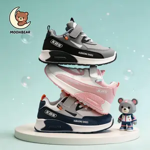 MOONBEAR 6302  Sepatu Sekolah Anak Dengan Fashion Sneakers Mesh Sintes Premium, Kualitas Nyaman Lentur Ringan Desain Ergonomis untuk Aktivitas Aktif Si Kecil! warna Abu, Biru dan Pink dengan size 26-37
