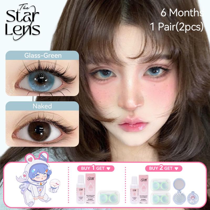 Kính áp tròng, Starlens lens mắt xịn chính hãng, 1 đôi, Mắt mềm, lens mắt xám/đen/nâu,Thích hợp để đeo khi trang điểm, Đường kính 14.2/14.5mm, Có thể sử dụng trong 6 tháng